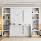 Bellemave® Murphy Bed with Desk and Bookshelf - Bellemave