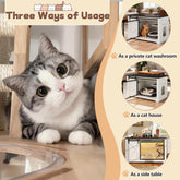 Bellemave® Cat Hidden Litter Box Furniture with LED & Storage, Enclosed Wood Cat House with Stairs & Smart Doors Bellemave®