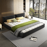 Bellemave® King Size Cloud Bed Frame with Movable Headboard, Chenille Upholstered Platform Bed with Round Corner, No Box Spring Needed