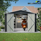 Bellemave® 10' x 10' Metal Storage Shed for Outdoor, Steel Yard Shed with Design of Lockable Doors - Bellemave