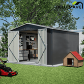 Bellemave® 10' x 10' Metal Storage Shed for Outdoor, Steel Yard Shed with Design of Lockable Doors - Bellemave