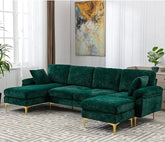 Bellemave® 114" U - Shape Sectional Sofa, Mid Century Modern Couch with Chaise and Ottoman - Bellemave