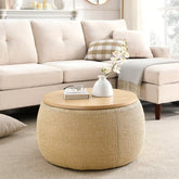 Bellemave® 2 in 1 Modern Round Storage Ottoman - Bellemave