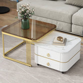 Bellemave® 2 - in - 1 Square Nesting Coffee Table with Wheels and Drawers - Bellemave