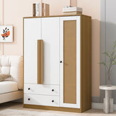 Bellemave® 3 - Doors Wooden Rattan Wardrobe Storage with 2 Drawers - Bellemave