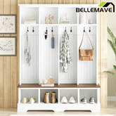 Bellemave® 3 - in - 1 Hall Tree with Bench, Shoe Storage, Coat Rack, Top Compartments & 8 Hooks for Hallway, Living Room - Bellemave