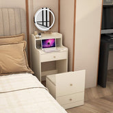 Bellemave® 3 in 1 Vanity Desk with Mirror and Light ,2 drawers and Upholstered Stool ,Charging Station - Bellemave