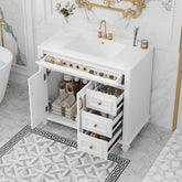 Bellemave® 36" Bathroom Vanity with Sink, Flip - Out Drawer, 3 Drawers, 2 Soft - Close Doors,Elegant Gold Hardware - Bellemave