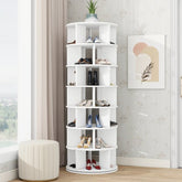 Bellemave® 360° Revolving Shoe Rack Tower, 7 - Tier Spinning Shoe Shelf with 5 Grids Per Layer - Bellemave