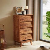 Bellemave® 4 Drawer Double Dresser Features Vintage - style and Bevel Design - Bellemave