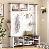 Bellemave® 4 - in - 1 Hall Tree with 6 Hooks, Adjustable Shelves and 16 Open Compartments - Bellemave
