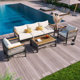 Bellemave® 4 Pieces Outdoor Sectional Sofa Set with Cushions and a Coffee Table - Bellemave