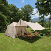 Bellemave® 5.72m ² Inflatable Camping Tent, Easy Setup, Windproof Outdoor Cotton Tent with Stove Jack & Mesh Windows & Pump - Bellemave