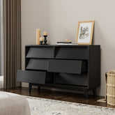 Bellemave® 6 Drawer Double Dresser Features Vintage - style and Bevel Design - Bellemave
