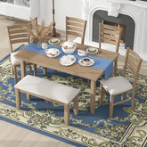 Bellemave® 6 - Piece Rustic Wood Dining Set, Dining Room Table and Chairs with Bench - Bellemave