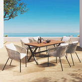 Bellemave® 7 Pieces Acacia Wood Patio Dining Set With Dining Table and Chairs - Bellemave
