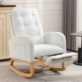 Bellemave® Accent Rocking Chair with Footrest High Back Rubber Wood Rocking Legs - Bellemave
