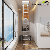 Bellemave® Aluminum Attic Ladder Pull Down System, Drop Down Ladder Stairs for Attic Access - Bellemave