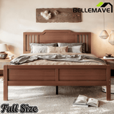 Bellemave® Bamboo Platform Bed Frame with Tall Headboard & Wood Slat Support, Mid-Century Modern for Master Bedroom, Couples, Guest Suite - Bellemave