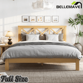 Bellemave® Bamboo Platform Bed with X - Shpaed Design Headboard, Mid - Century Modern Bed Frame with Wooden Solid Support Slats - Bellemave