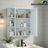 Bellemave® Bathroom Medicine Cabinet, Bathroom Mirror Cabinet Wall Mounted with 6 Adjustable Wood Shelves & Doors, Wall Cabinet with Mirror - Bellemave