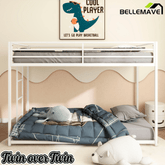 Bellemave® Bunk Bed Twin Over Twin,Metal Low Bunk Bed Frame with Guard Rails & Convertible Bed Ladder, White - Bellemave