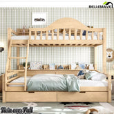 Bellemave® Bunk Bed with Storage Drawers & Shelves, Solid Wood Bunk Bed Frame with Ladder and Safety Guardrails for Kids & Teens - Bellemave
