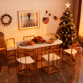 Bellemave® Dining Room Table Set with Chairs for Saving Space,55Inch Kitchen Table Set for 6, Black+White - Bellemave