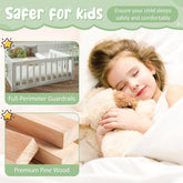 Bellemave® Double Floor Bed for Twins,Two Shared Beds,House Frame Twin Size Floor Bed with Guardrails and Door for 2 Kids,Girls,Boys,Grey - Bellemave