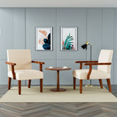 Bellemave® Fabric Accent Arm Chair Set of 2 with Round Wood Table - Bellemave