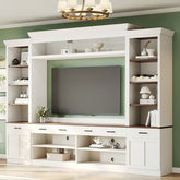 Bellemave® Farmhouse 4 - Piece Entertainment Wall Unit Set with Bookshelf , Adjustable Shelves and Wine Rack for TVs Up to 70" - Bellemave