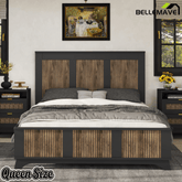 Bellemave® Farmhouse Platform Bed Frame | Queen Size, Solid Wood with Plywood Slats - Bellemave