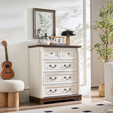 Bellemave® Farmhouse Style 5 Drawer Dresser Chest with Base - Bellemave