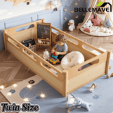 Bellemave® Floor Bed with Full - Length Guardrails, Wood Low Profile Montessori Bed for Bedroom & Nursery, No Box Spring Needed - Bellemave