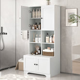 Bellemave® Freestanding Bathroom Storage Cabinet with 4 Doors, Adjustable Shelves and Open multi - layer Shelves - Bellemave