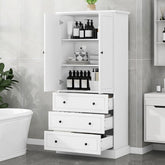 Bellemave® Freestanding Bathroom Storage Cabinet with Adjustable Shelves, Doors & 3 Large Drawers - Bellemave