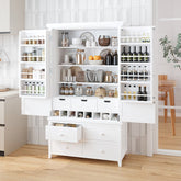Bellemave® Freestanding Large Kitchen Pantry with 8 Door Shelves,3 Adjustable Shelves,7 Drawers& 8 Wine Racks - Bellemave