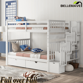Bellemave® Full Over Full Bunk Bed with Drawers & Stairway Storage, Converitable Bunk Bed Frame - Bellemave