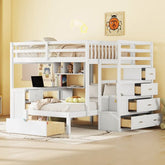 Bellemave® Full Over Twin Bunk Bed with Desk, Drawers and Shelves - Bellemave