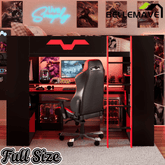Bellemave® Full Size Loft Bed with Desk & Storage Shelves, Charging Station, RGB Lights & Cable Management, Space - Saving Wood Gaming Loft Bed, Noise - Free - Bellemave