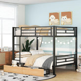 Bellemave® Full Size Metal Convertible Bunk Bed with 2 Drawers - Bellemave