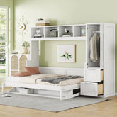 Bellemave® Full Size Murphy Bed Wall Bed with Closet and Drawers - Bellemave