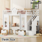 Bellemave® Fun Castle Shaped Bunk Bed Turn into Upper Bed and Down Desk - Bellemave