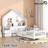 Bellemave® House Bed with Window and Bedside Drawers, Shelves and a set of Sockets and USB Port - Bellemave