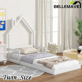 Bellemave® House - Shaped Headboard Floor Bed with Handrails and Slats - Bellemave