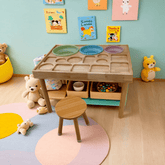 Bellemave® Kids Sensory Table 1 - 3 with 2 Chairs, Wooden Kid Activity Table Chair Set with Double - Sided Boards for Sand and Water Play - Bellemave