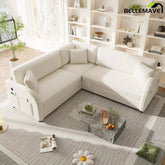 White sectional sofa with chaise lounge