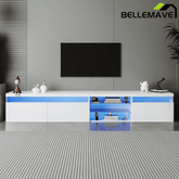 Bellemave® LED TV Stand for TVs Up to 105" with 2 Glass Shelves,Versatile TV Cabinet with LED Color Changing Lights for Living Room - Bellemave