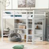 Bellemave® Loft Bed with 8 Open Storage Shelves and Built - in Ladder - Bellemave