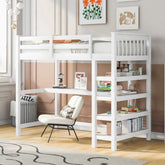 Bellemave® Loft Bed with Storage Shelves and Under - Bed Desk - Bellemave